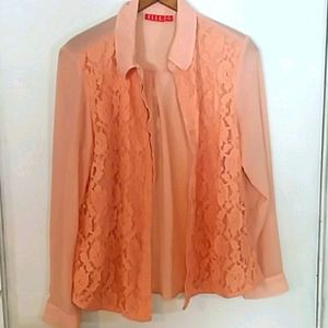 Elle Floral Pink Lace Dress Shirt size XL